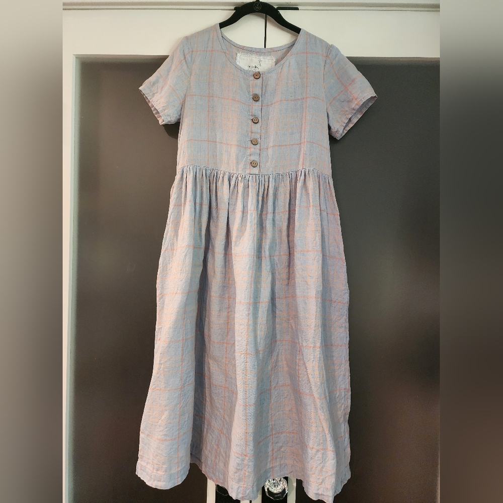 notPERFECTLINEN Blue Plaid Maxi Dress